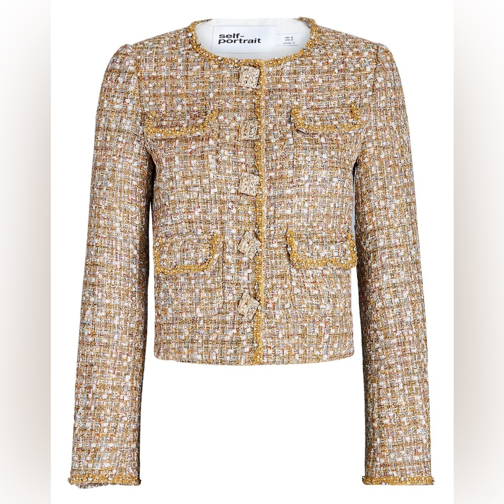 SELF-PORTRAIT
Embellished Bouclé Tweed Jacket size 6